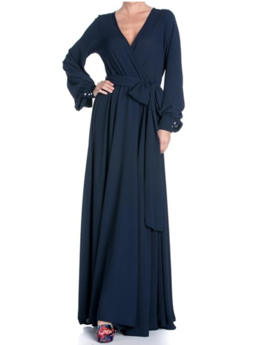 Meghan Fabulous (LA) Lilypad Maxi Dress In Navy Size L